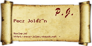 Pecz Jolán névjegykártya